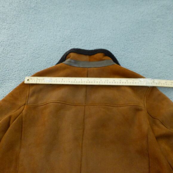 Moriano Spanish Merino Shearling Coat Mens 38 Brown Button Front - Picture 14 of 15
